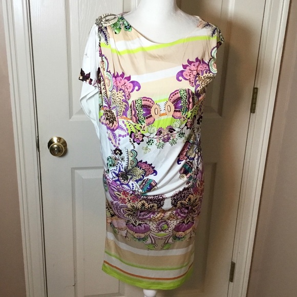 Roberto Cavalli Floral Sleeveless Dress shoulder Pin - EU38 - Picture 1 of 10